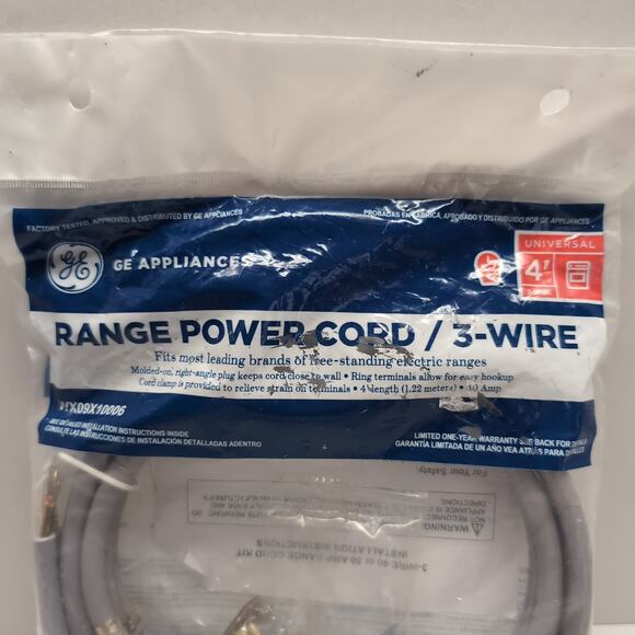General Electric WX09X10006 3 Wire Range Power Cord 4ft 40 Amp Oven Stove Plug - Picture 4 of 7